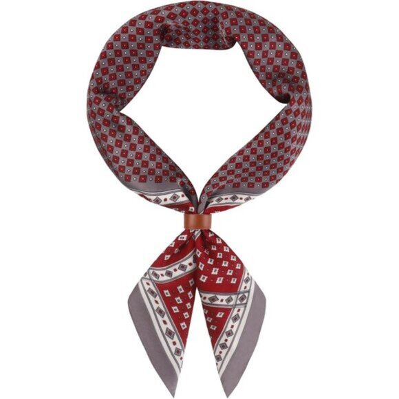 ⚡Men A-Gray Red Necktie 27.5 Inches Cowboy Scarves Pocket Square Silk Bandanas - Picture 1 of 8